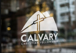 Calvary Christian Fellowship Glass Door Sign